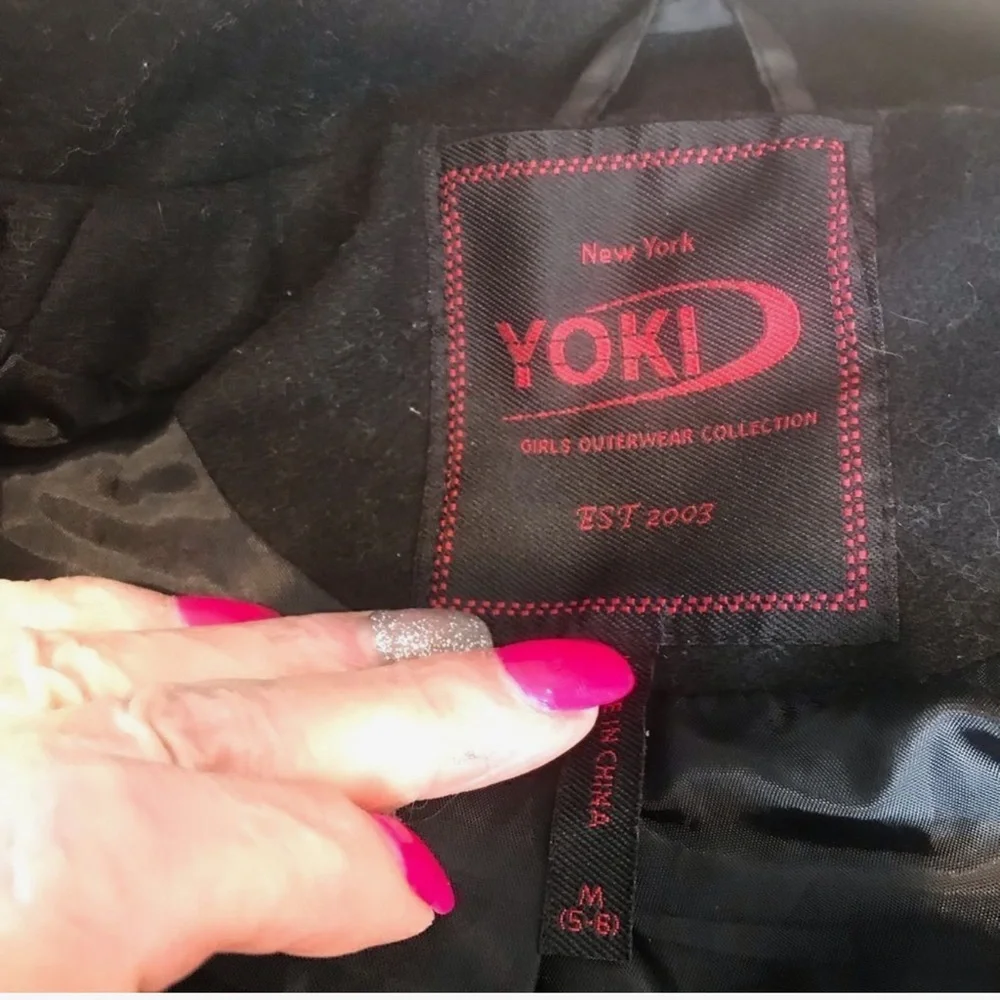 Yoki Classic Black Pea Coat for Kids